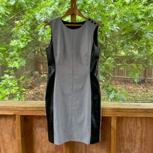 White House Black Market Vegan Leather Houndstooth Sheath Dress Size 10. NEW - Picture 1 of 13
